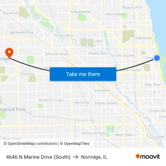 4646 N Marine Drive (South) to Norridge, IL map