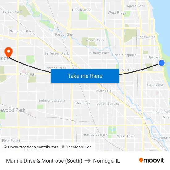 Marine Drive & Montrose (South) to Norridge, IL map