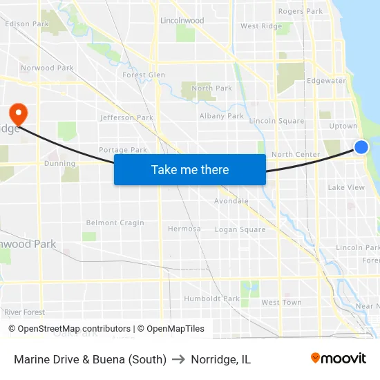 Marine Drive & Buena (South) to Norridge, IL map