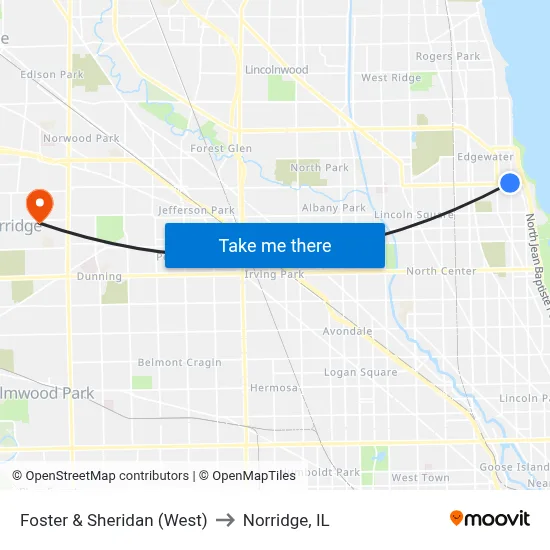 Foster & Sheridan (West) to Norridge, IL map