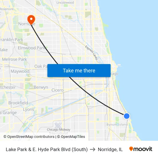 Lake Park & E. Hyde Park Blvd (South) to Norridge, IL map