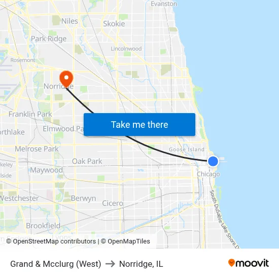 Grand & Mcclurg (West) to Norridge, IL map
