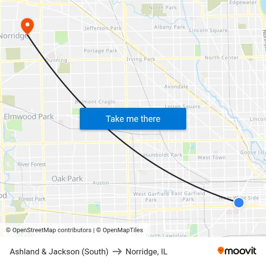 Ashland & Jackson (South) to Norridge, IL map