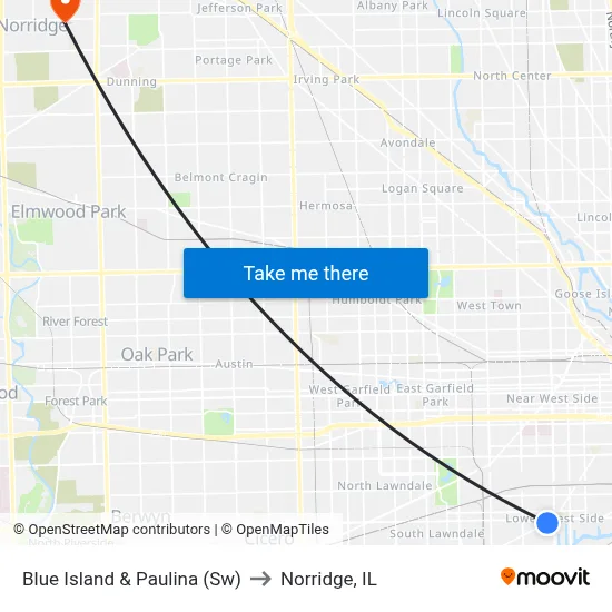 Blue Island & Paulina (Sw) to Norridge, IL map