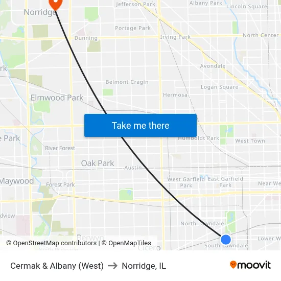 Cermak & Albany (West) to Norridge, IL map