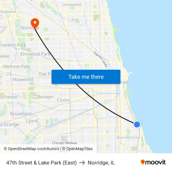 47th Street & Lake Park (East) to Norridge, IL map