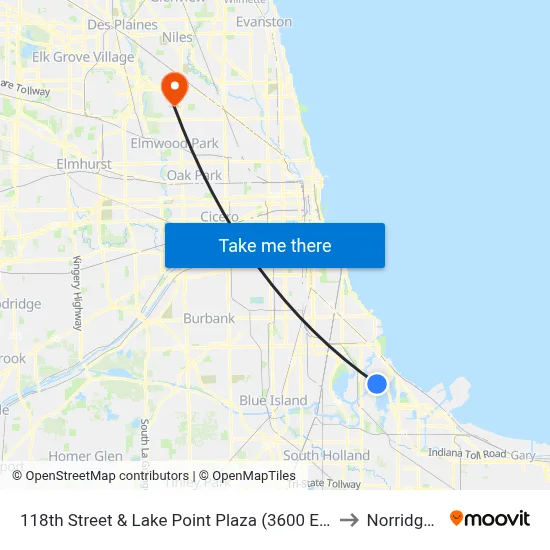 118th Street & Lake Point Plaza (3600 E) (West) to Norridge, IL map