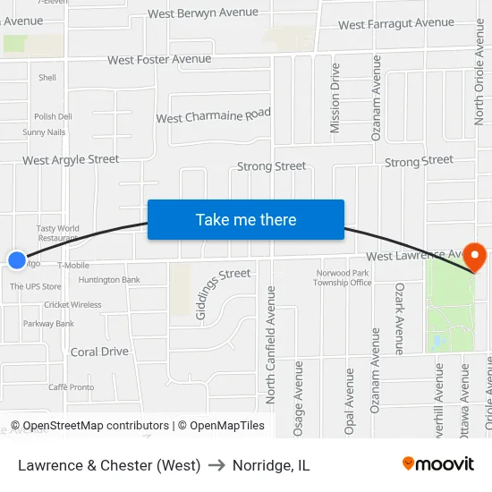 Lawrence & Chester (West) to Norridge, IL map