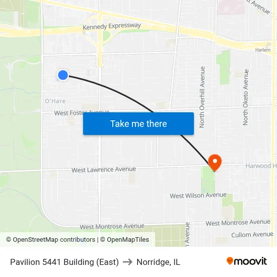 Pavilion 5441 Building (East) to Norridge, IL map