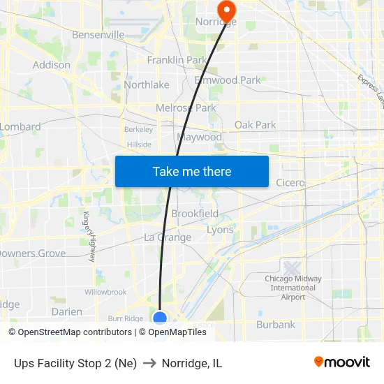 Ups Facility Stop 2 (Ne) to Norridge, IL map