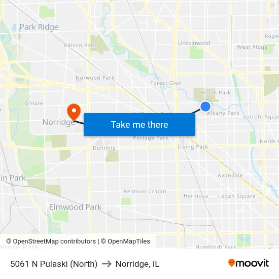 5061 N Pulaski (North) to Norridge, IL map