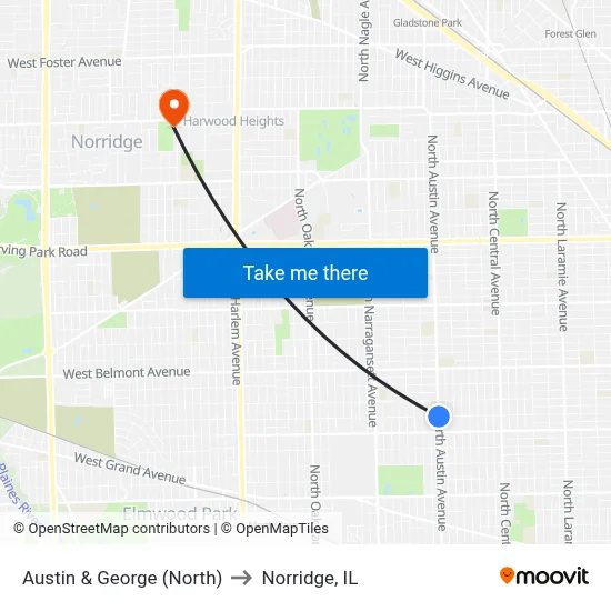 Austin & George (North) to Norridge, IL map