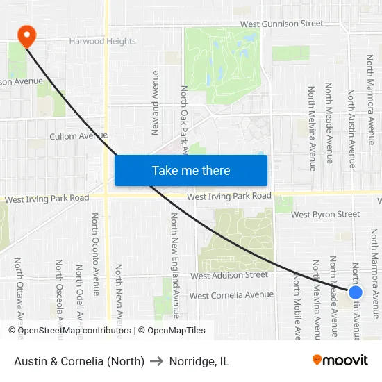 Austin & Cornelia (North) to Norridge, IL map