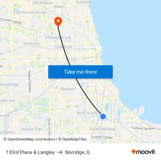 133rd Place & Langley to Norridge, IL map