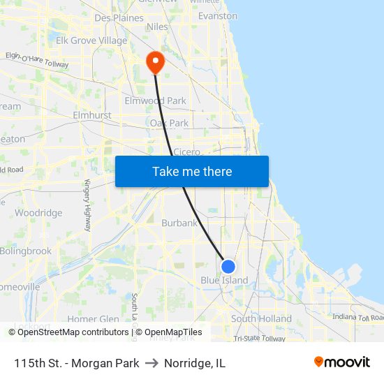 115th St. - Morgan Park to Norridge, IL map
