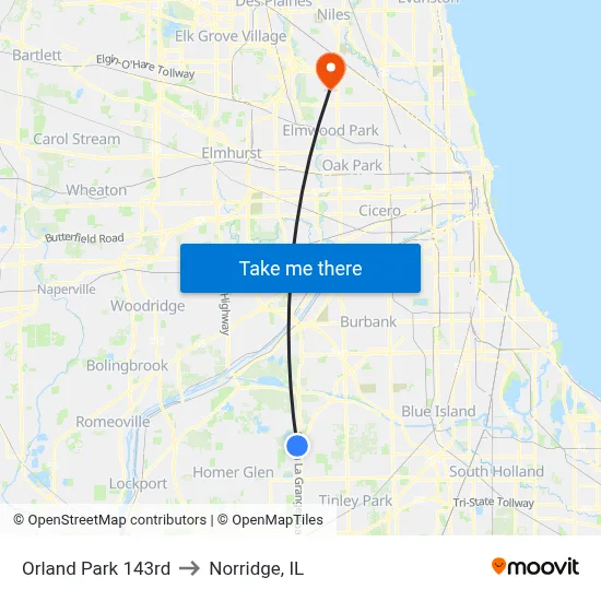 Orland Park 143rd to Norridge, IL map