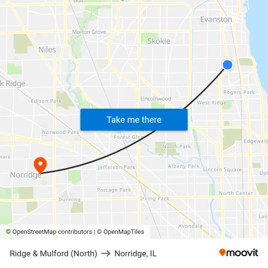 Ridge & Mulford (North) to Norridge, IL map