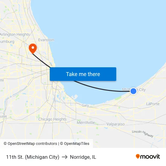 11th St. (Michigan City) to Norridge, IL map