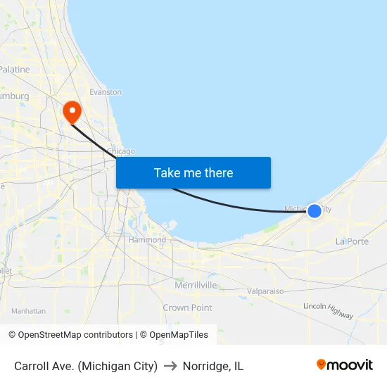 Carroll Ave. (Michigan City) to Norridge, IL map