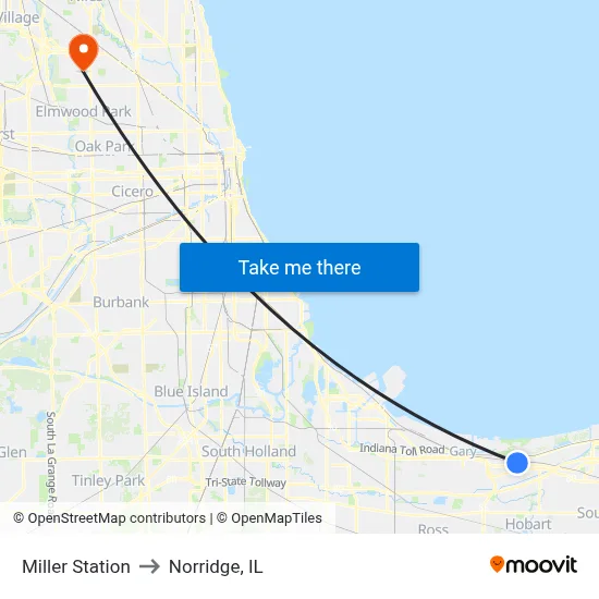 Miller Station to Norridge, IL map