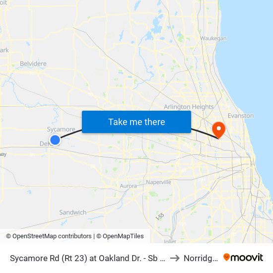 Sycamore Rd (Rt 23) at Oakland Dr. - Sb Stop #563 to Norridge, IL map