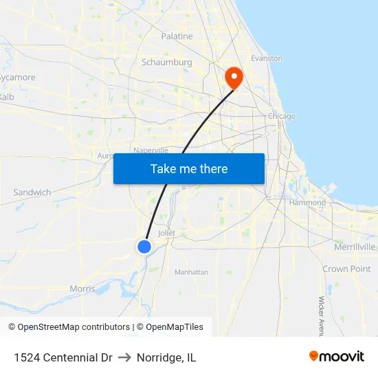 1524 Centennial Dr to Norridge, IL map