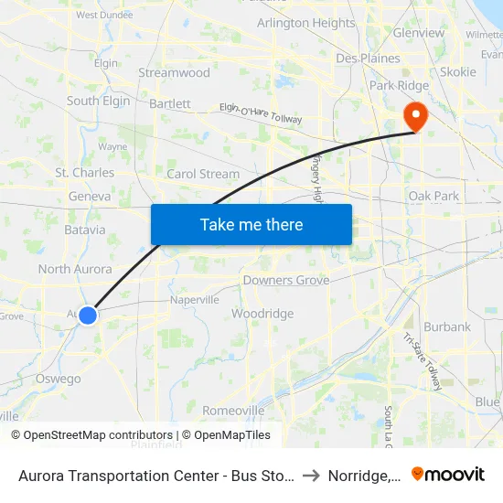 Aurora Transportation Center - Bus Stop A to Norridge, IL map
