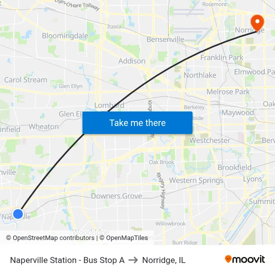 Naperville Station - Bus Stop A to Norridge, IL map