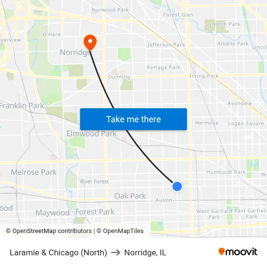 Laramie & Chicago (North) to Norridge, IL map