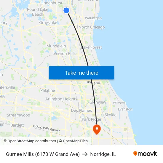 Gurnee Mills (6170 W Grand Ave) to Norridge, IL map