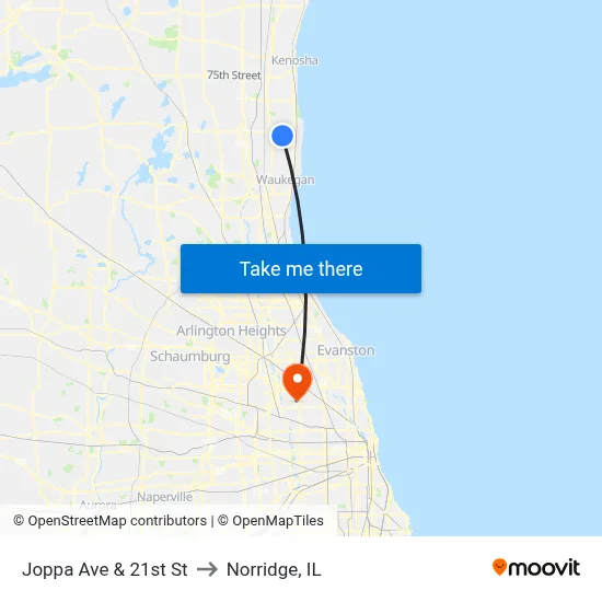 Joppa Ave & 21st St to Norridge, IL map