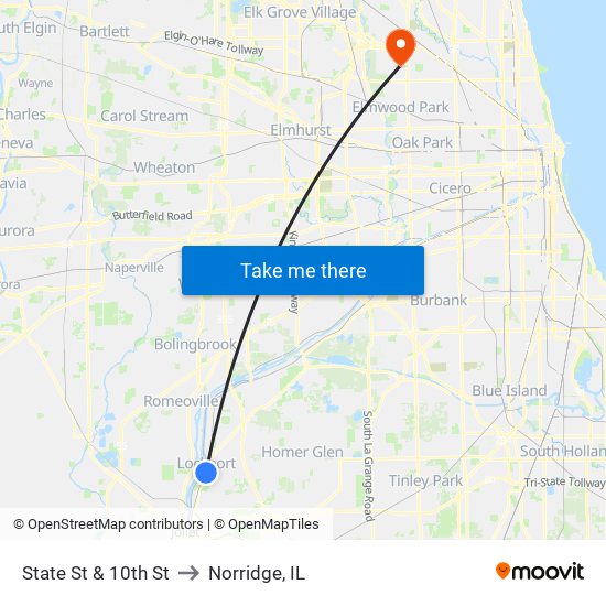 State St & 10th St to Norridge, IL map