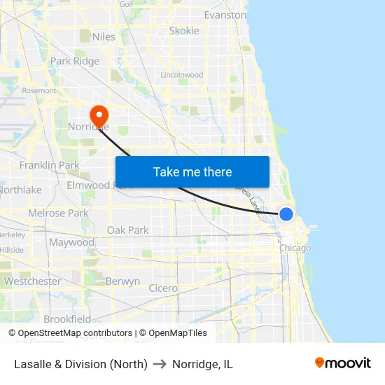 Lasalle & Division (North) to Norridge, IL map