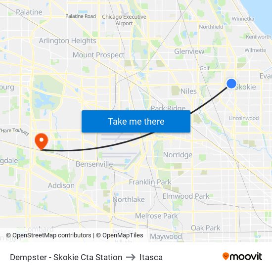 Dempster - Skokie Cta Station to Itasca map