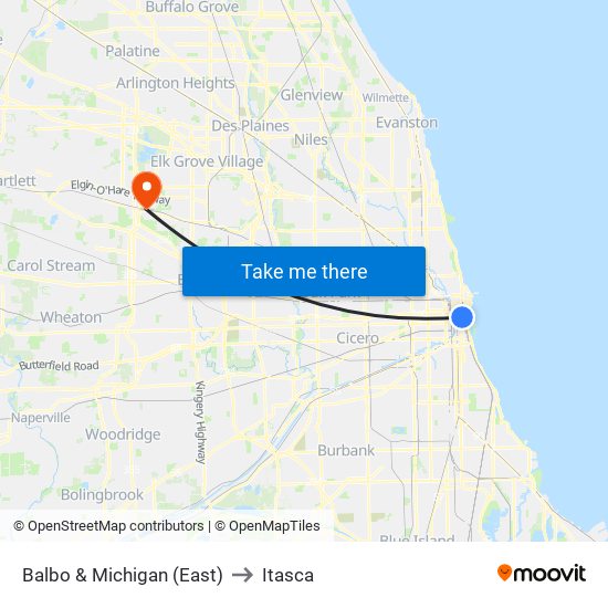 Balbo & Michigan (East) to Itasca map