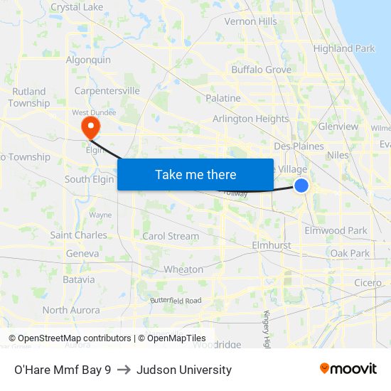 O'Hare Mmf Bay 9 to Judson University map