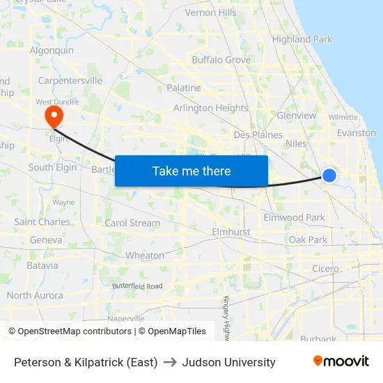 Peterson & Kilpatrick (East) to Judson University map