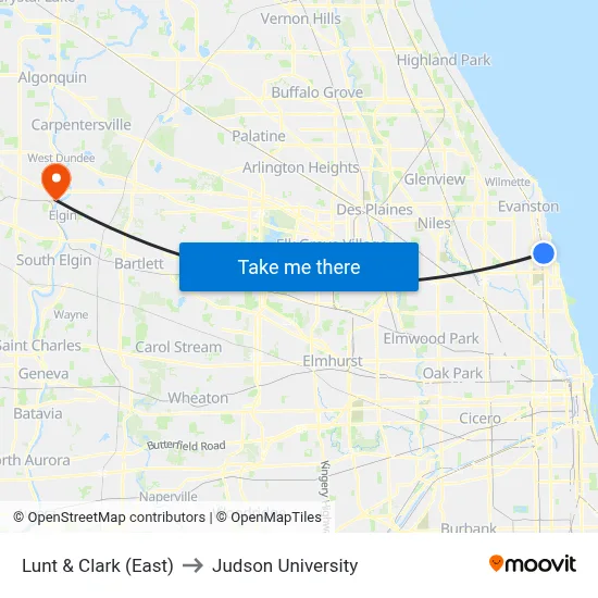 Lunt & Clark (East) to Judson University map