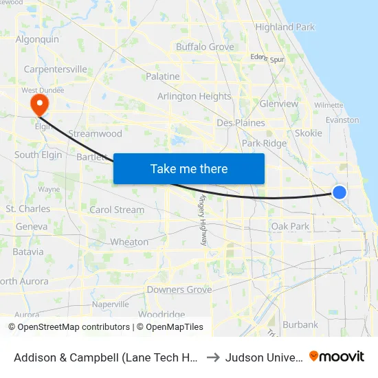 Addison & Campbell (Lane Tech Hs) (East) to Judson University map