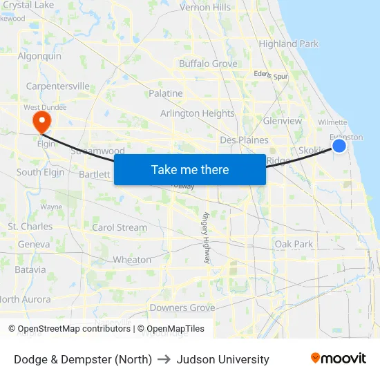 Dodge & Dempster (North) to Judson University map