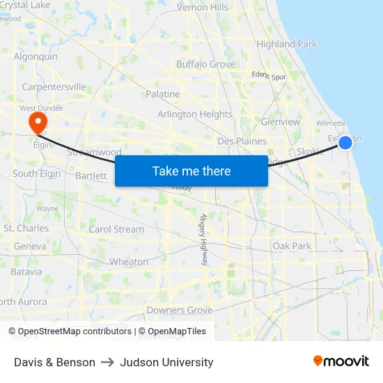 Davis & Benson to Judson University map