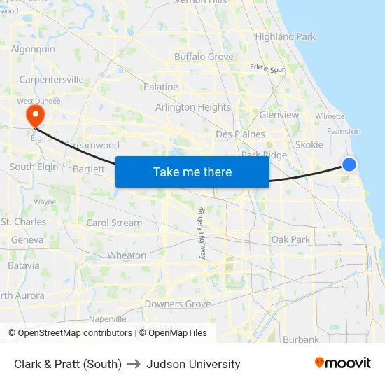 Clark & Pratt (South) to Judson University map