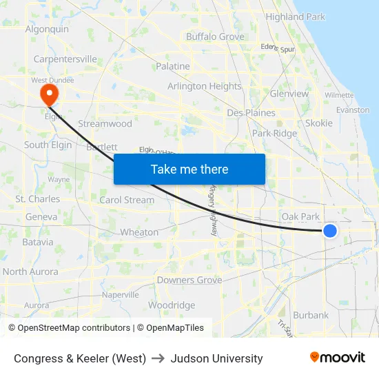 Congress & Keeler (West) to Judson University map