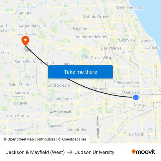 Jackson & Mayfield (West) to Judson University map