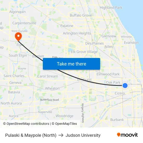 Pulaski & Maypole (North) to Judson University map