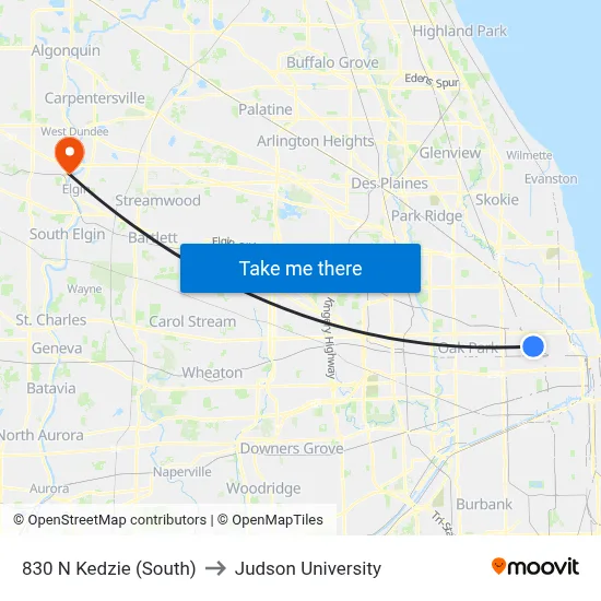830 N Kedzie (South) to Judson University map