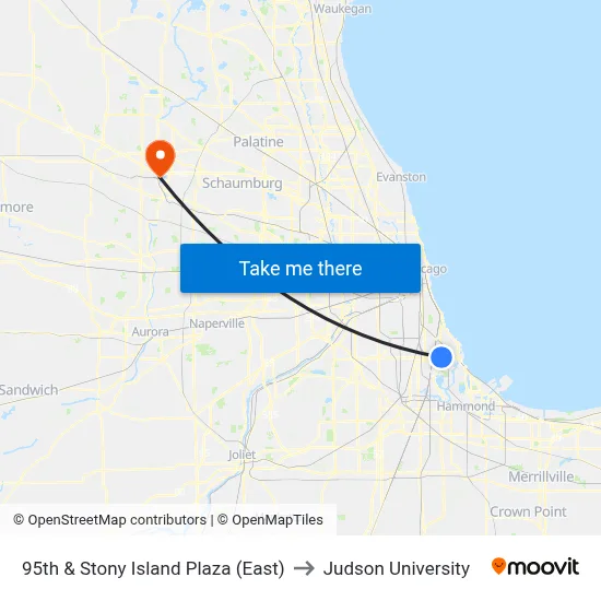 95th & Stony Island Plaza (East) to Judson University map