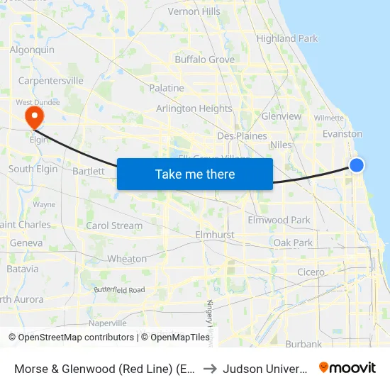 Morse & Glenwood (Red Line) (East) to Judson University map
