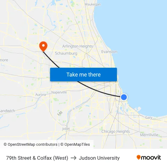79th Street & Colfax (West) to Judson University map