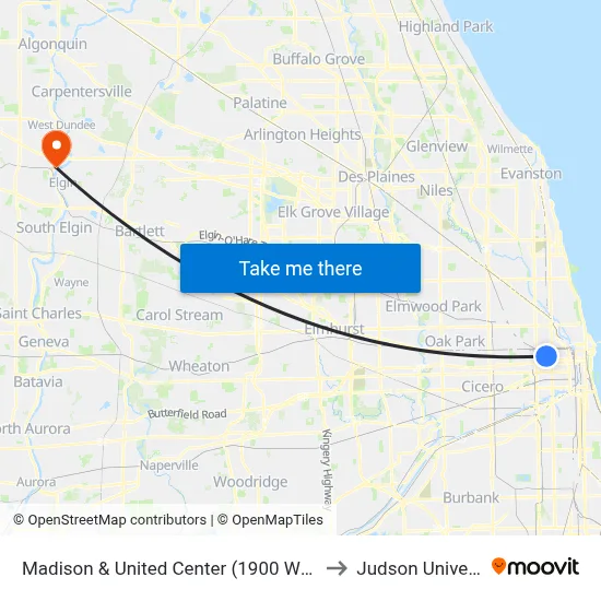 Madison & United Center (1900 W) (West) to Judson University map